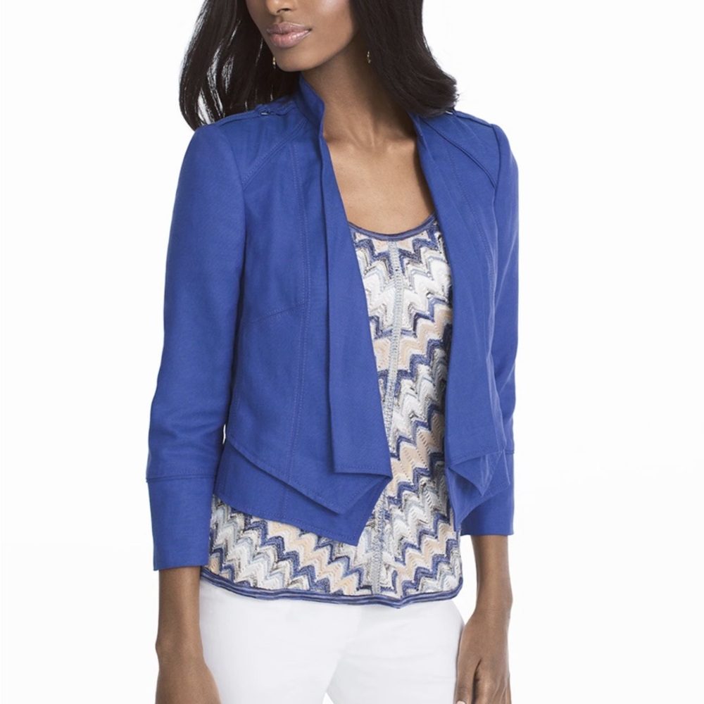 WHBM Waterfall Cropped Linen Blend Jacket